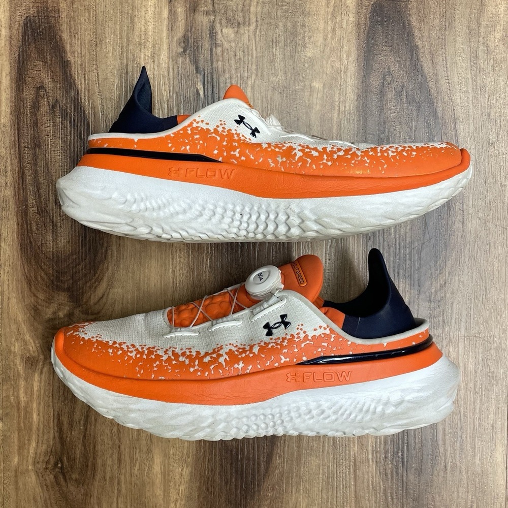 UA Under Armour SlipSpeed Mega Ripstop BOA Orange/White Shoes Men's Size 9 - Picture 3 of 6